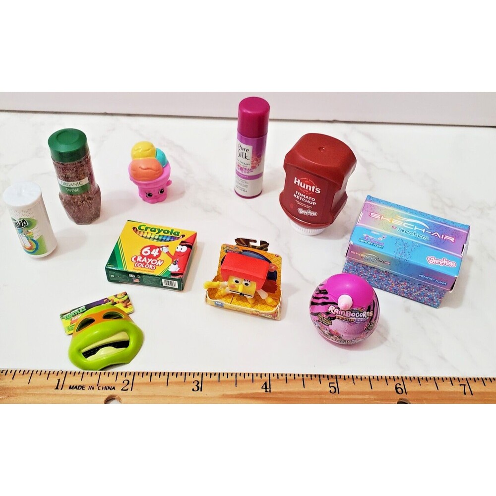 Mini Brands & Shopkins Mixed Lot 10 piece Hunts Crayola Sponge Bob Ninja Turtles